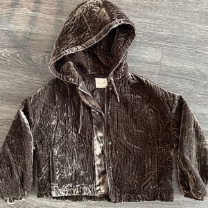 Urban Outfitters Quilted Velvet Hooded Jacket